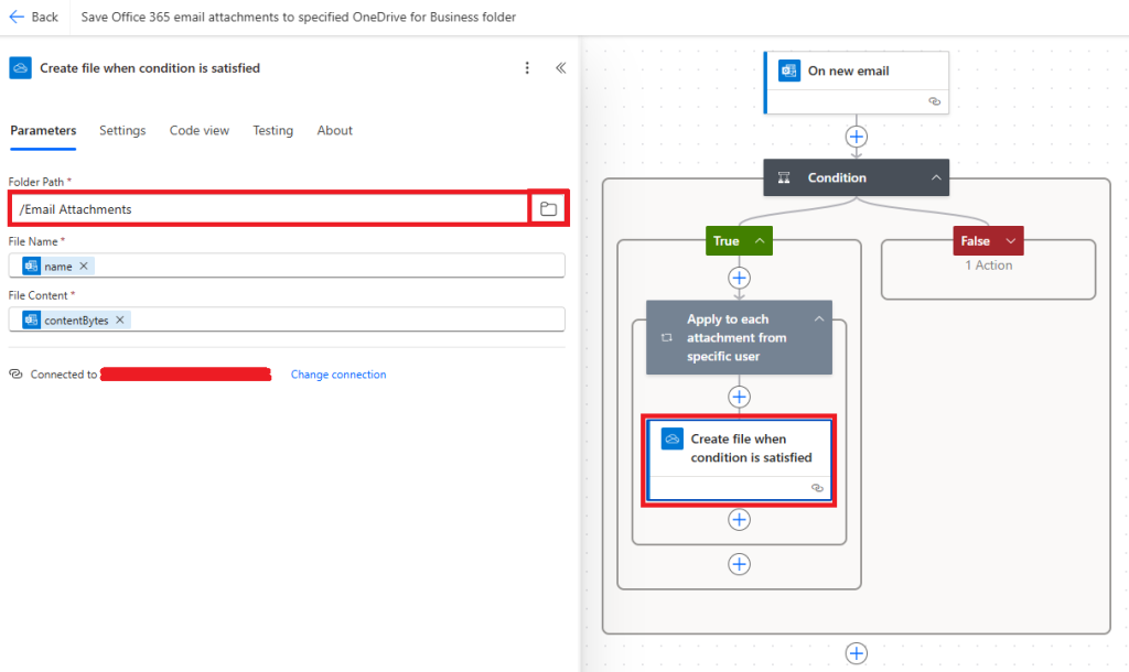 Specify the folder in OneDrive