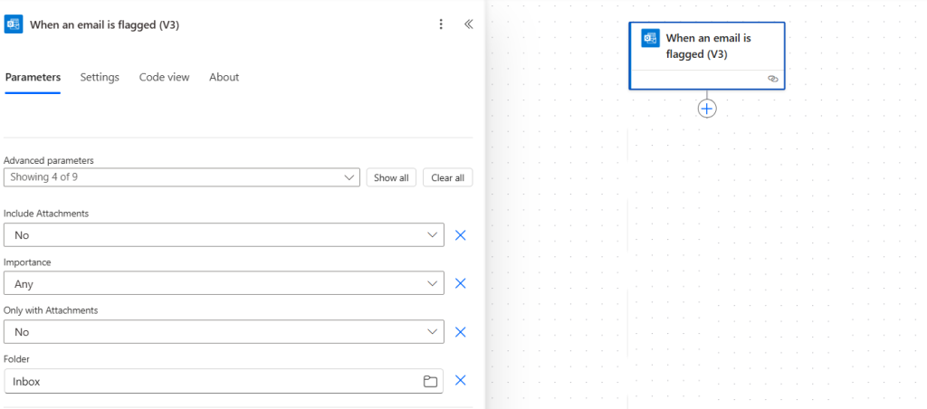 Power automate When an email is flagged (V3) action
