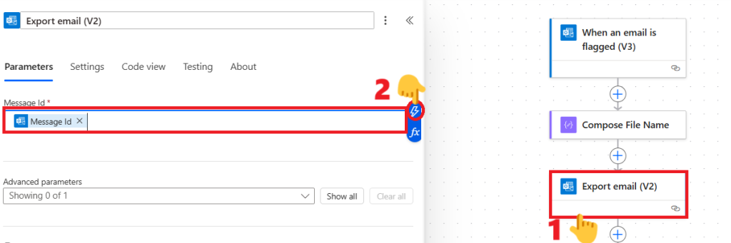 Power automate Export email (V2) action