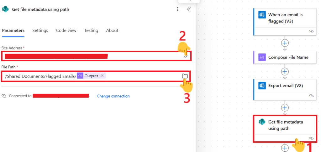 Power automate Get file metadata using path action