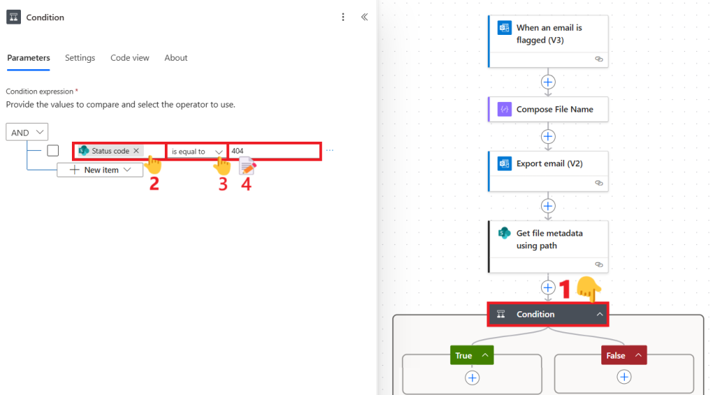 Power automate condition action