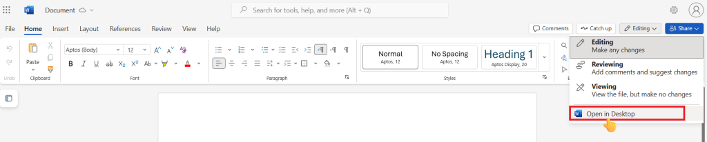 Editing word document