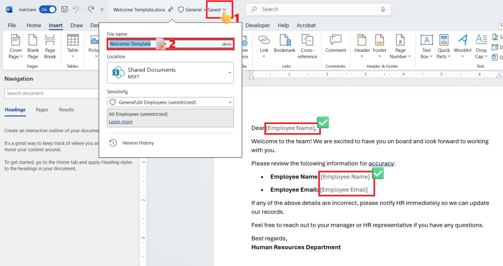 Word document rename