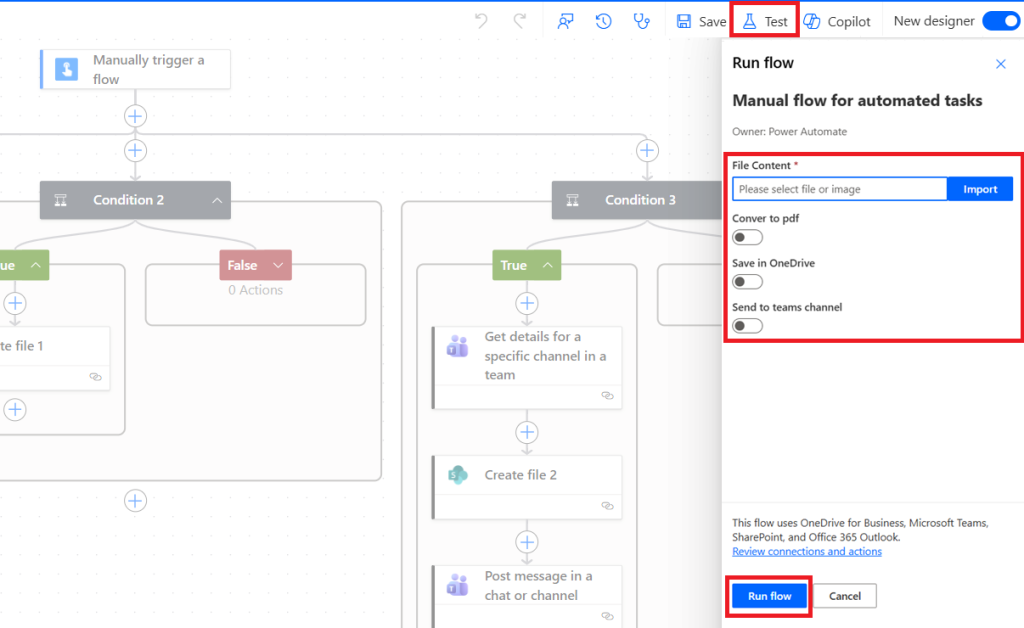 Manual flow for automated tasks testing